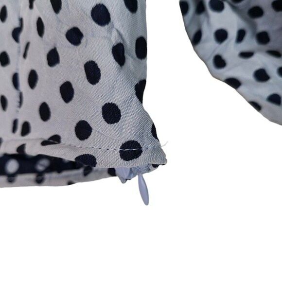 FREE PEOPLE Top Womens 2 Dusty Blue Polka Dot Puff Sleeve Blouse Cropped Shirt - Picture 4 of 12